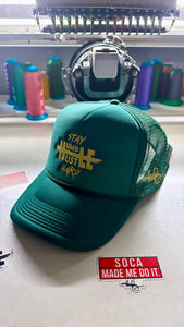 Stay Humble Hustle Hard Gold Edition Trucker